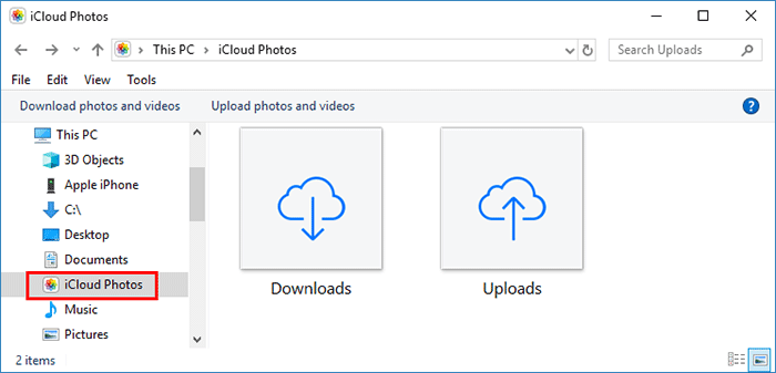 click iCloud Photos in File Explorer