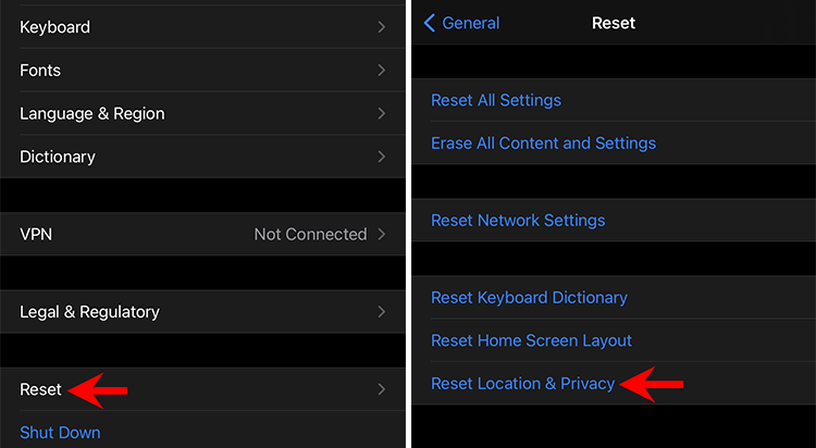 reset Trust settings on iPhone