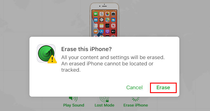 erase iPhone to deactivate Find My iPhone