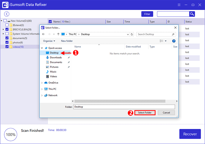Select drive for recovery in iSumsoft Data Refixer