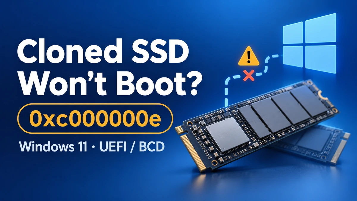 Cloned SSD won’t boot with error 0xc000000e: illustrated Windows 11 UEFI and BCD boot repair cover