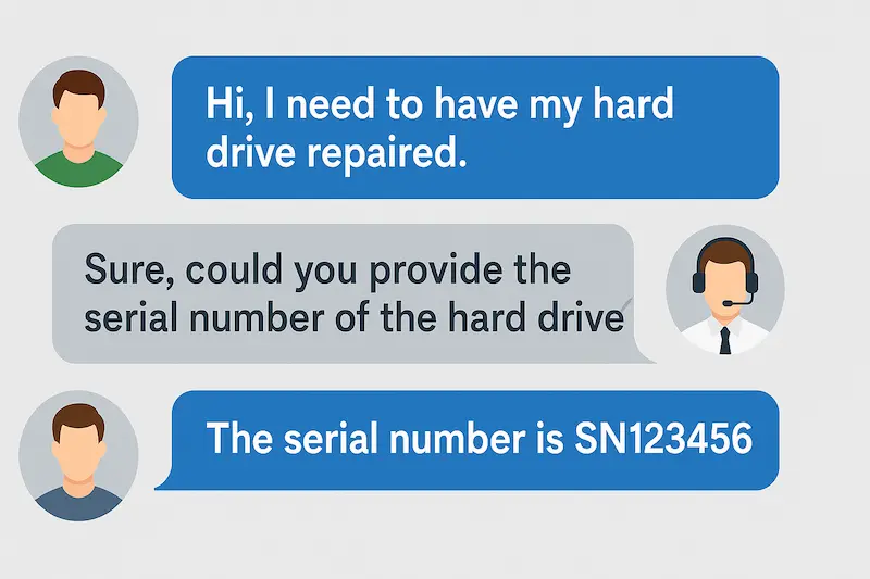 Aftersale asked your hard drive serial number