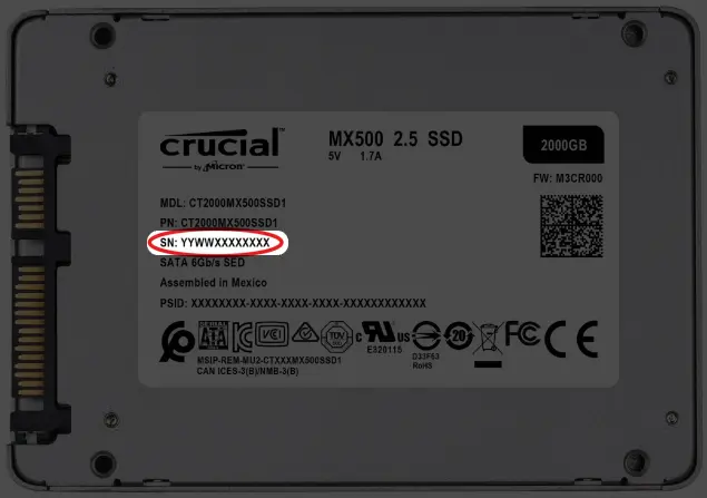 Find the SN number on your SSD