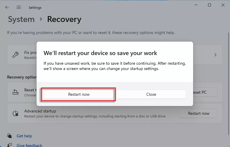 click-restart-now