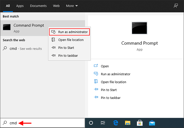 open an elevated command prompt