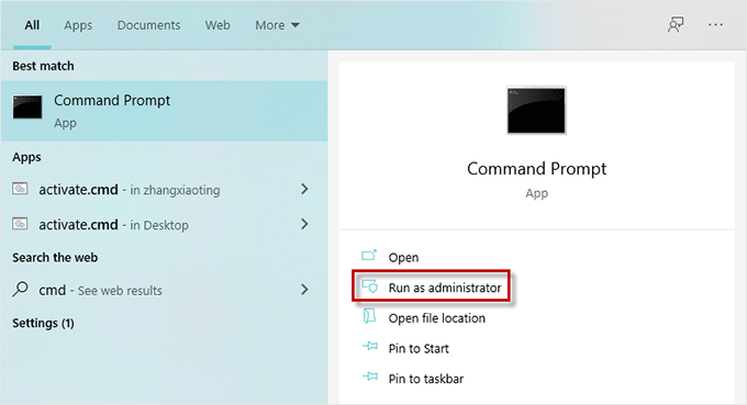 run CMD as administrator