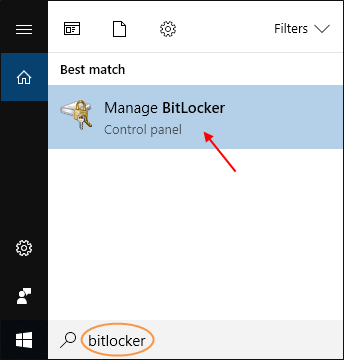 Open Manage BitLocker