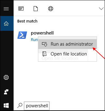 Run powershell as administrator