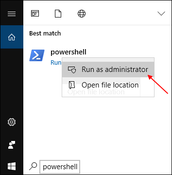 Open powershell as admin