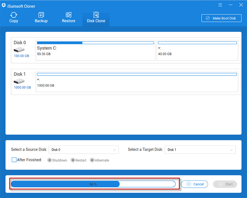 iSumsoft Cloner backing up disk including BitLocker encrypted drive