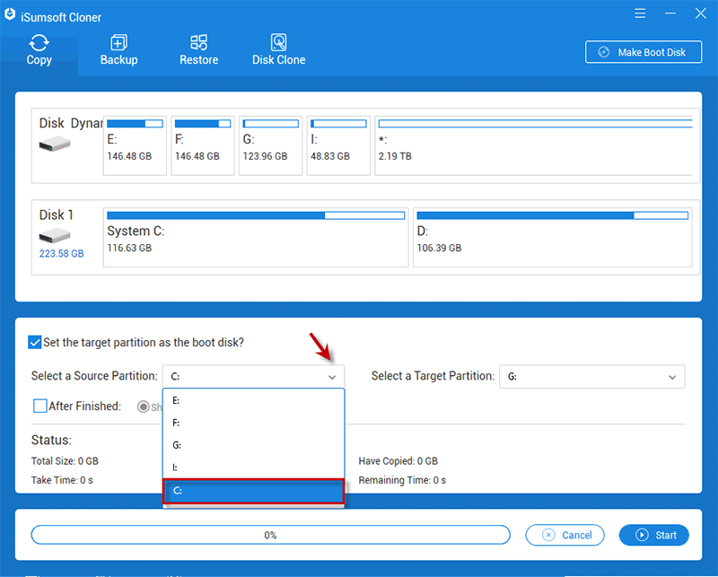 choose source partition
