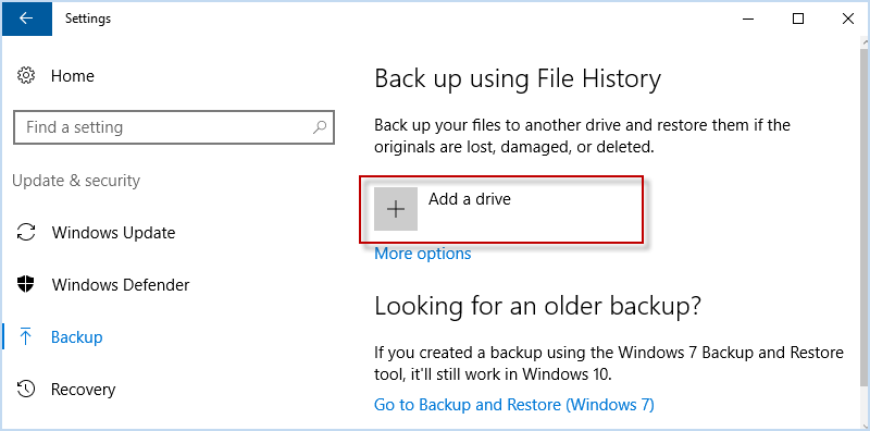 click Add a drive
