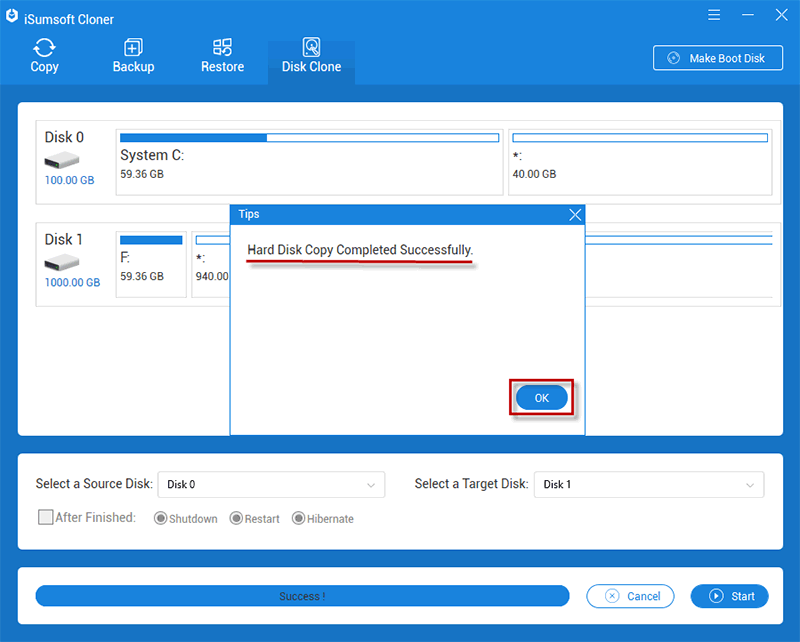 successfully backup BitLocker encrypted drive with iSumsoft Cloner