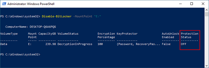 BitLocker is off