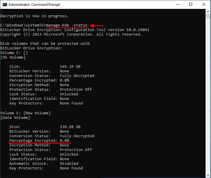 check decryption progress