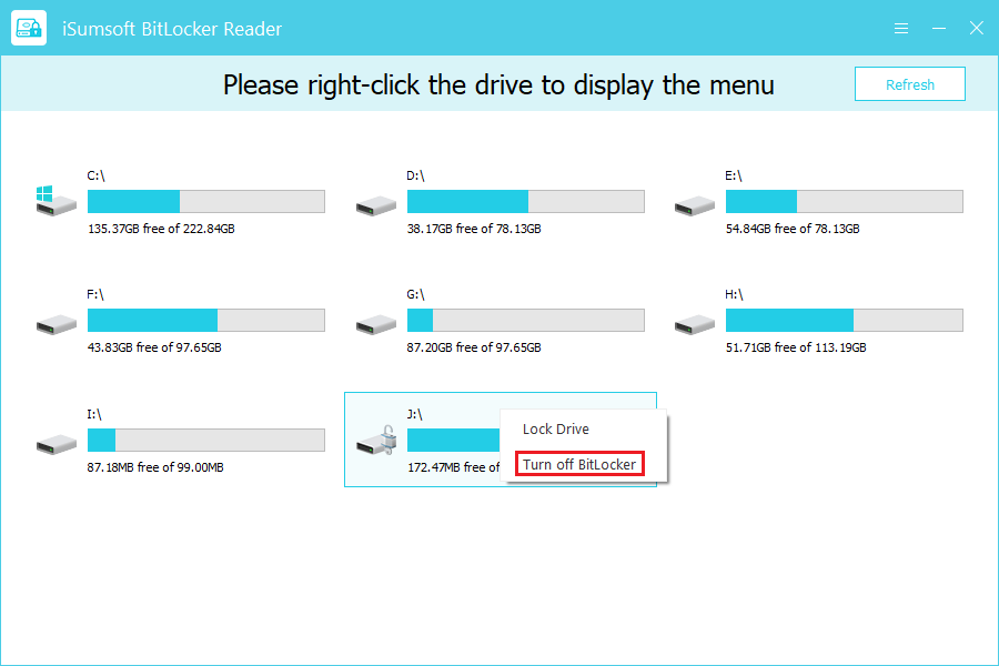 select Turn off BitLocker