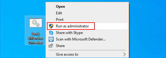 run .bat file as admin