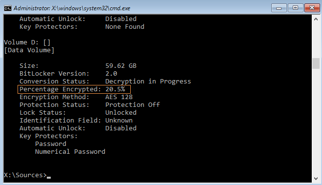 check decryption progress