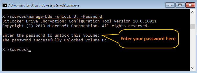 enter password