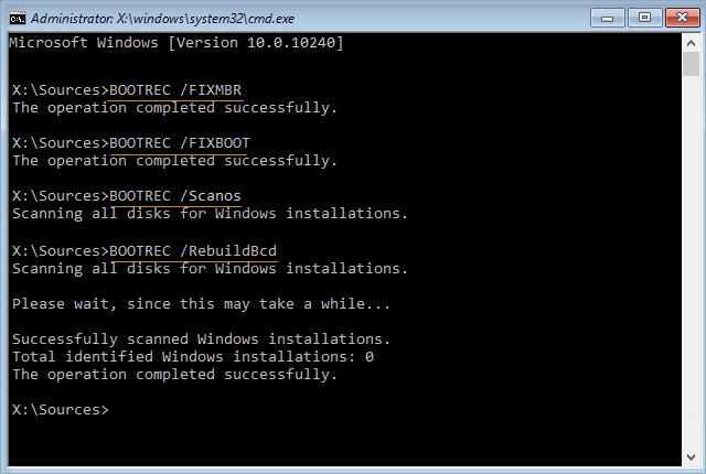Repair MBR and Rebuild the BCD file