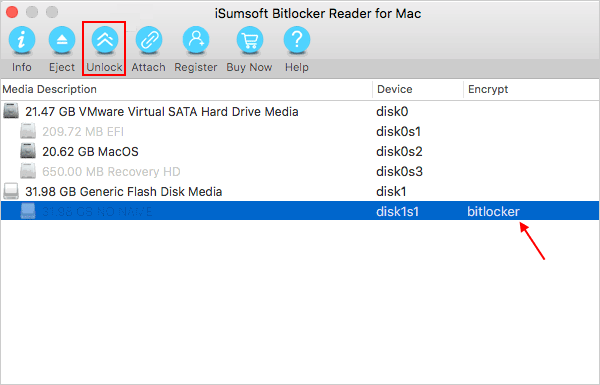 Unlock BitLocker encrypted USB drive on Mac