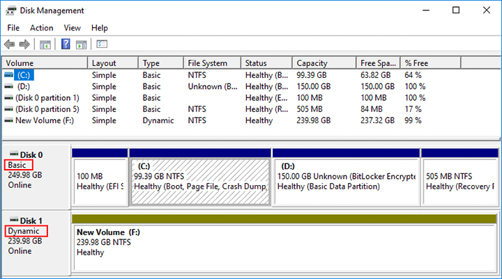 check if the disk is dynamic