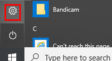 settings icon missing from start menu