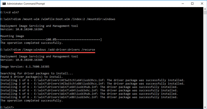 Adding drivers to the Windows image
