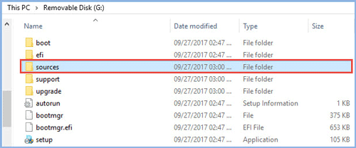 Open sources folder on Windows 7 USB drive