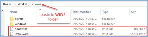 Copying boot.wim and install.wim to win7 folder