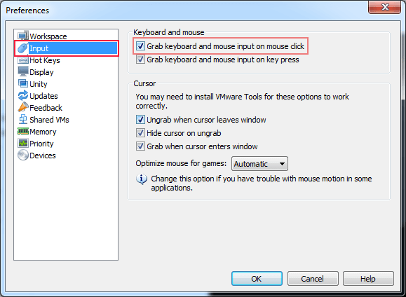 Grab keyboard and mouse input on mouse click