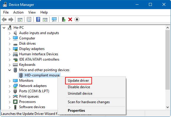 Update mouse driver