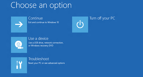 Windows Recovery Environment interface
