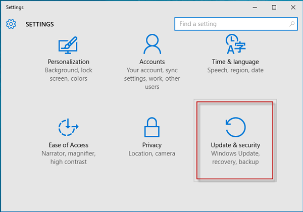 Choose Update & Security