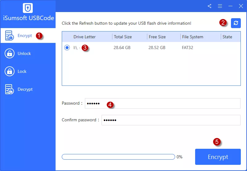 encrypt USB with iSumsoft USBCode