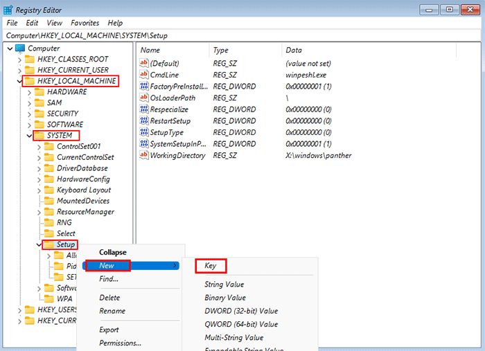 Create a new key under Setup