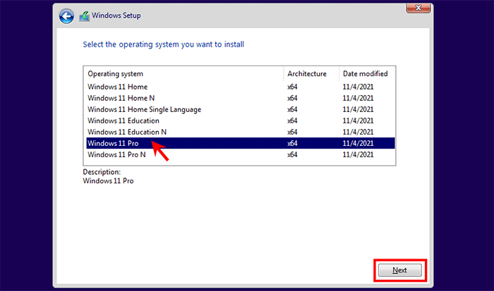Reselect Windows 11 edition