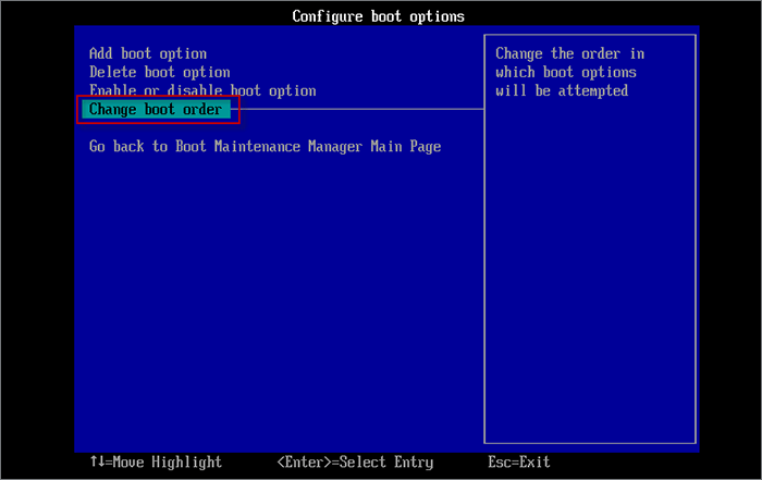 enter configure boot options