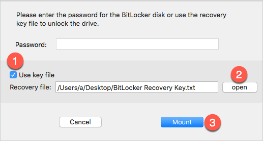 use key file to unlock the drive