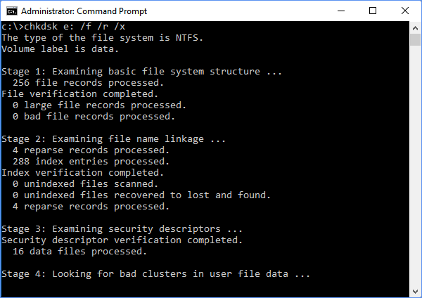 Remove Bad Sector using the Chkdsk Command