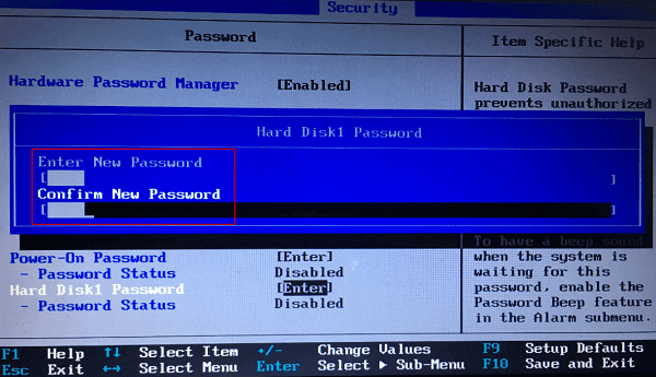 set master hard disk password