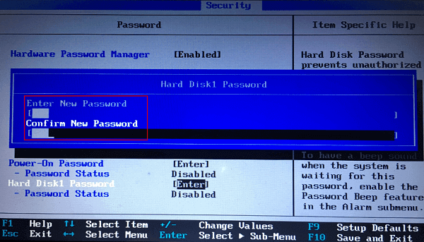 set user hard disk password