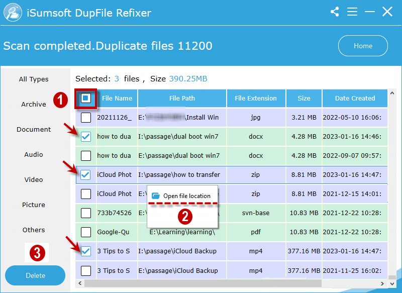 remove duplicate files across drives and folder in one-click