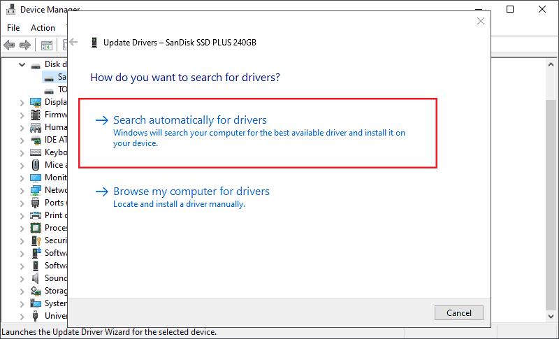 click search automatically for drivers