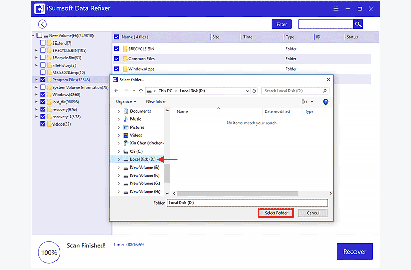 select folder to save files