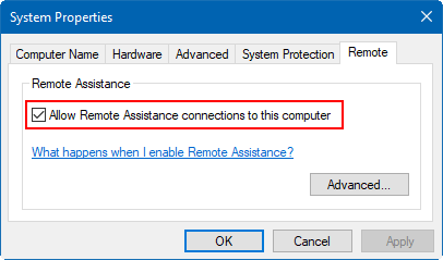 Allow Remote Assistance connections 