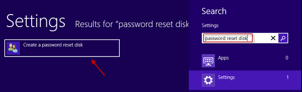 Create password reset disk in Windows 8