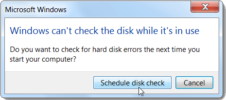 Schedule the disk checking