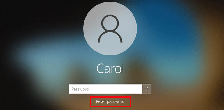 click Reset Password