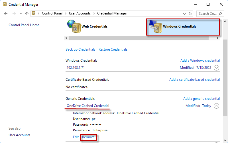 Remove OneDrive Cached Credentials